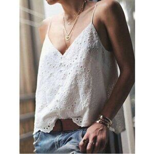 Embroidered Eyelet Frenchy Button Down Tank Top
